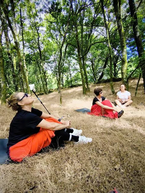 Participantes colaborando de Baño de bosque y mindfulness en Madrid