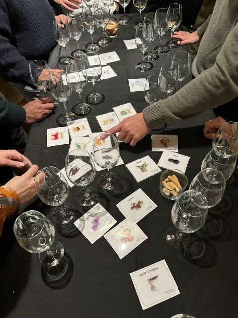 Equipo durante la actividad de Cata de vinos en Madrid