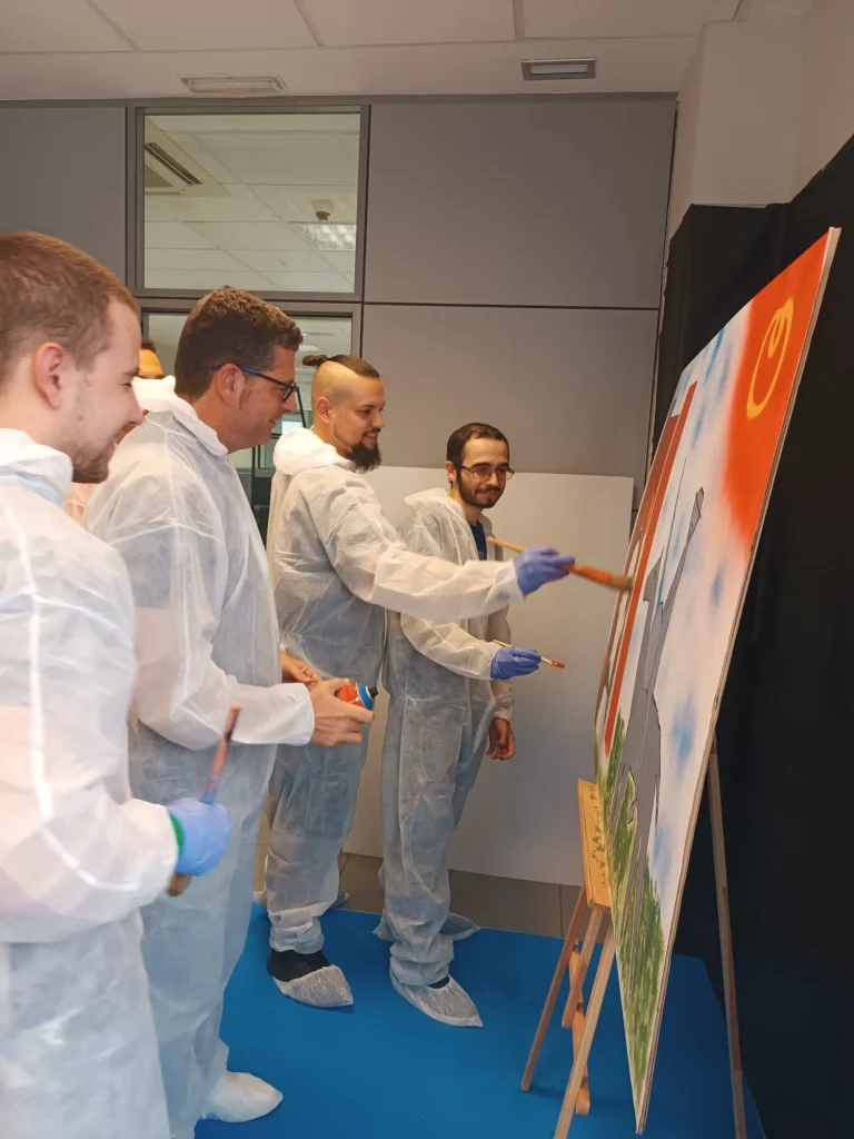 Momento de la experiencia de Graffiti Team Building en Madrid