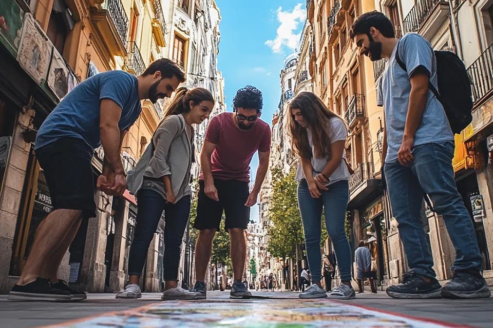 Grupo durante la actividad de Gymkhana por Madrid en Madrid